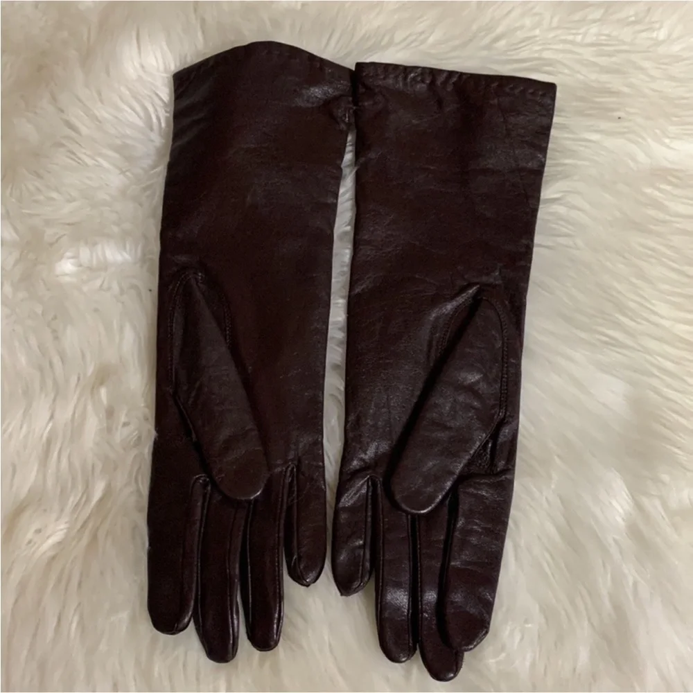 Vintage long Leather Gloves with lining Size Small Made in Japan New without tag